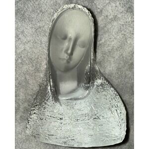 Vintage Hand Made Viking Frosted Glass Virgin Mary Catholic Church USA Heavy